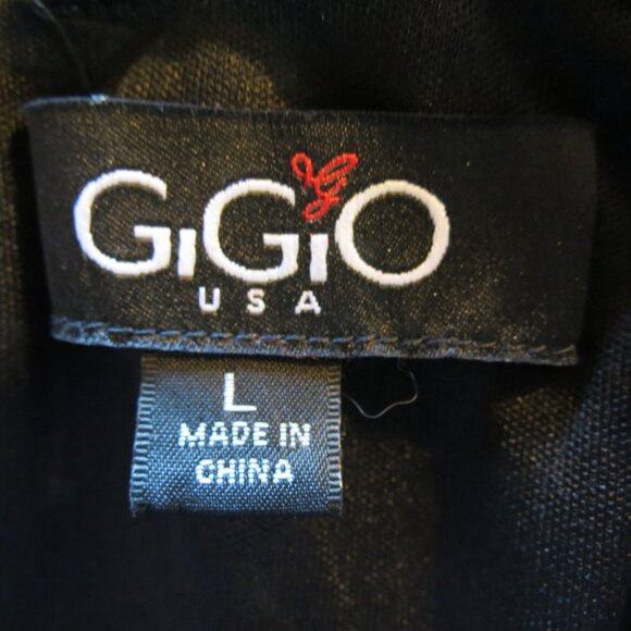 GiGiO Black Chiffon Textured Top ½ Sleeve Party Evening Oversized Large - Picture 9 of 11